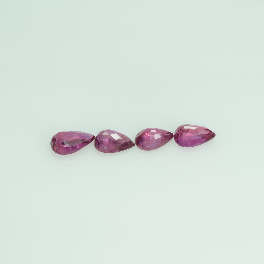 6x4 mm Natural Ruby Loose Gemstone Pear Cut