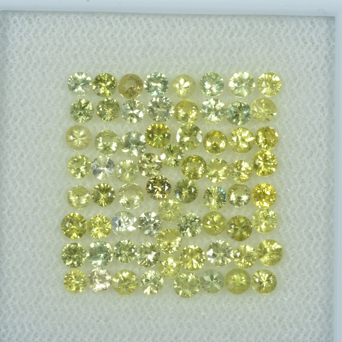 1.4-3.5  mm Natural Yellowish Green Sapphire Loose Gemstone Round Diamond Cut Vs Quality Color