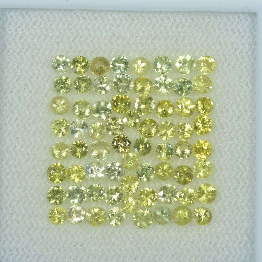 1.4-3.5  mm Natural Yellowish Green Sapphire Loose Gemstone Round Diamond Cut Vs Quality Color