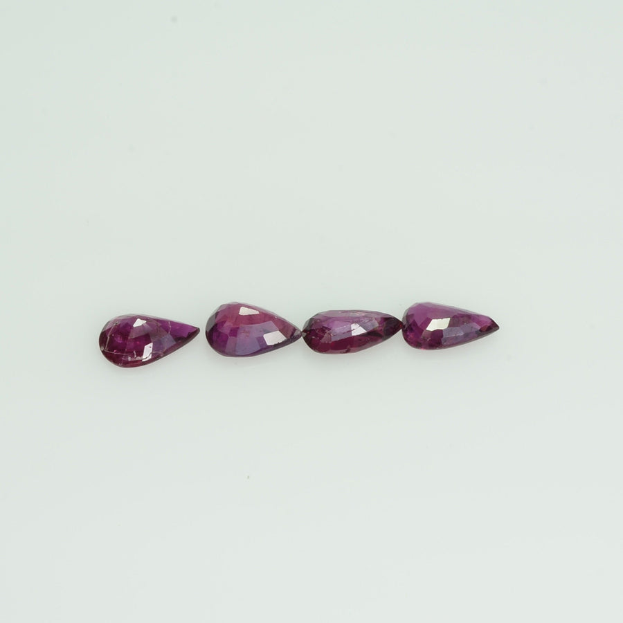 6x4 mm Lot Natural Ruby Loose Gemstone Pear Cut