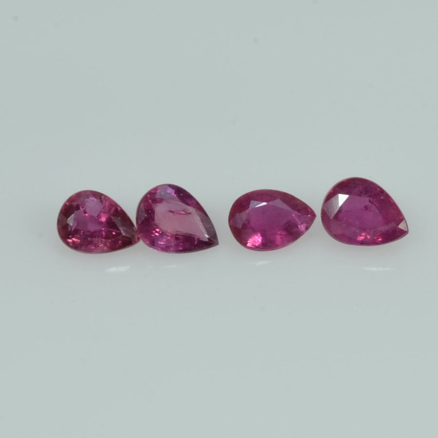 4x3 mm Lot Natural Ruby Loose Gemstone Pear Cut
