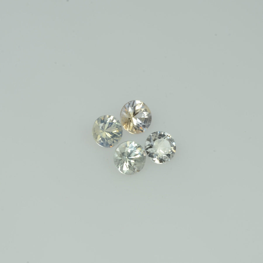 3.5-5.0 mm Natural Whitish Yellow Green Sapphire Loose Gemstone Round Diamond Cut Vs Quality