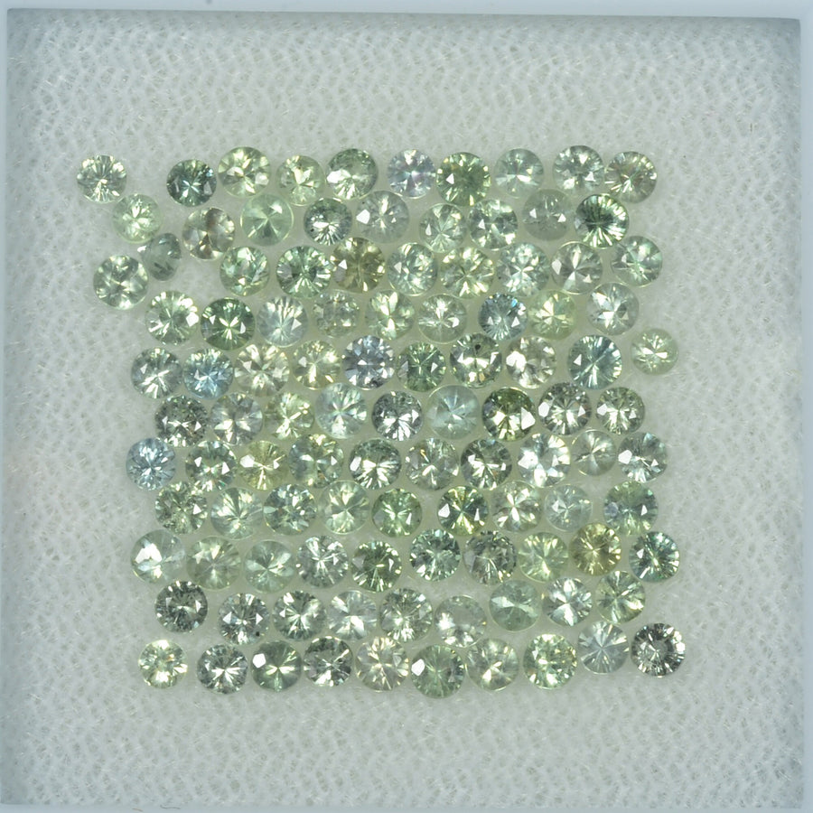 1.4-3.5  mm Natural Greenish Yellow Sapphire Loose Gemstone Round Diamond Cut Vs Quality Color