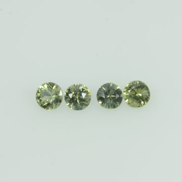 1.4- 4.0 mm Natural Yellowish Green Sapphire Loose Gemstone Round Diamond Cut Color