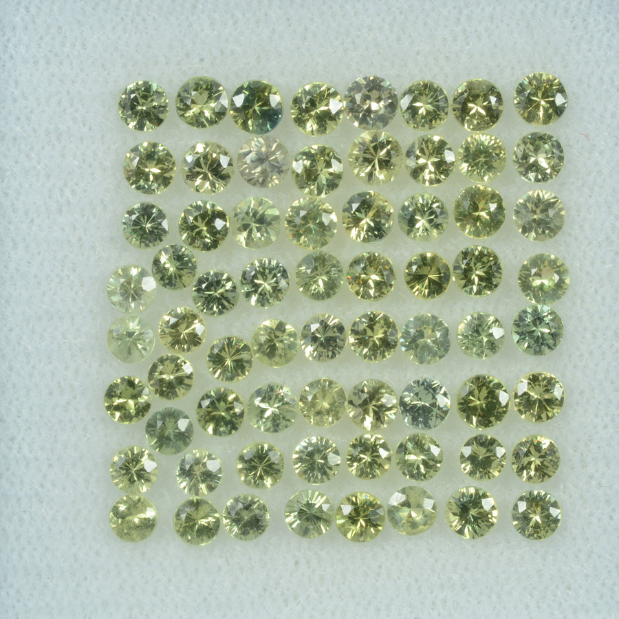 1.4- 3.5 mm Natural Yellowish Green Sapphire Loose Gemstone Round Diamond Cut Color - Thai Gems Export Ltd.