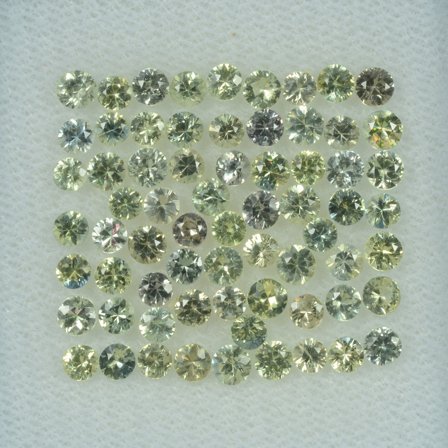 1.4- 4.0 mm Natural Yellowish Green Sapphire Loose Gemstone Round Diamond Cut Color