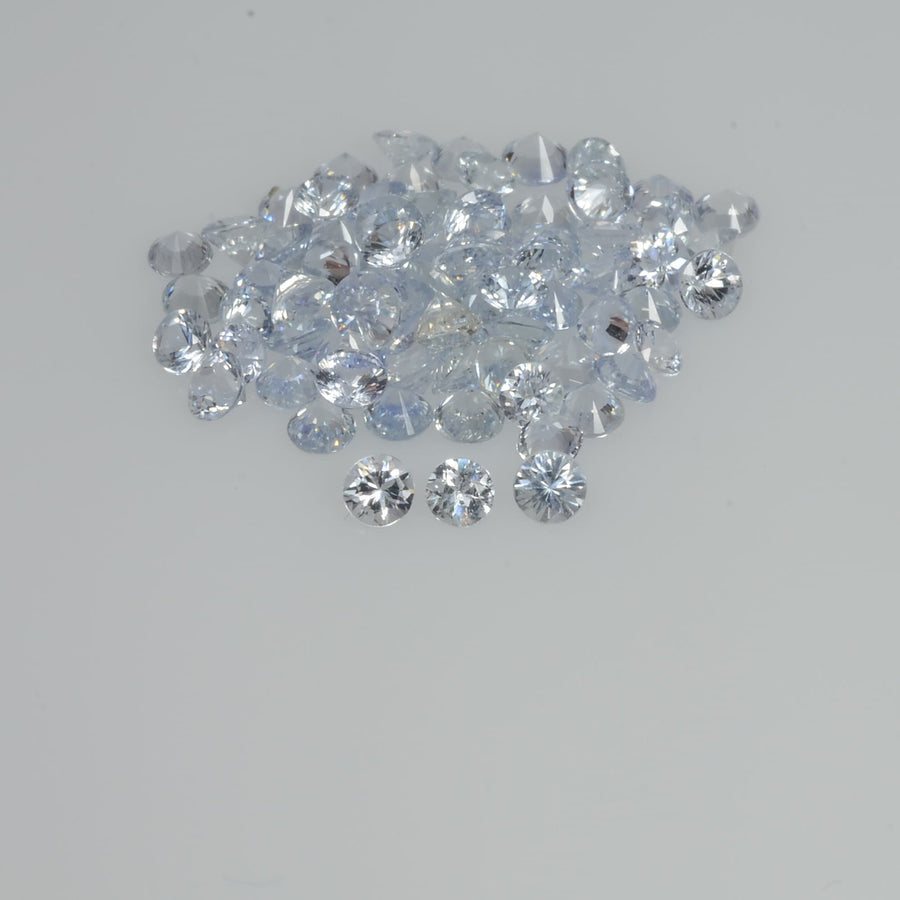 1.5-4.0 mm Natural Whitish Blue Sapphire Loose Cleanish Quality Gemstone Round Diamond Cut