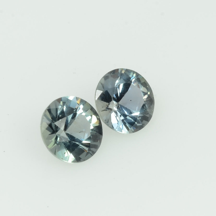 3.8 mm Natural Teal Green Sapphire Loose Pair Gemstone Round Cut