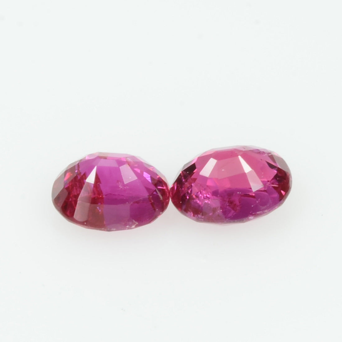 Pair Natural Burma Ruby Loose Gemstone Oval Cut