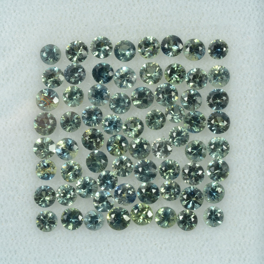 2.2-3.5 mm Natural Teal Green Sapphire Loose Gemstone Round Diamond Cut Color