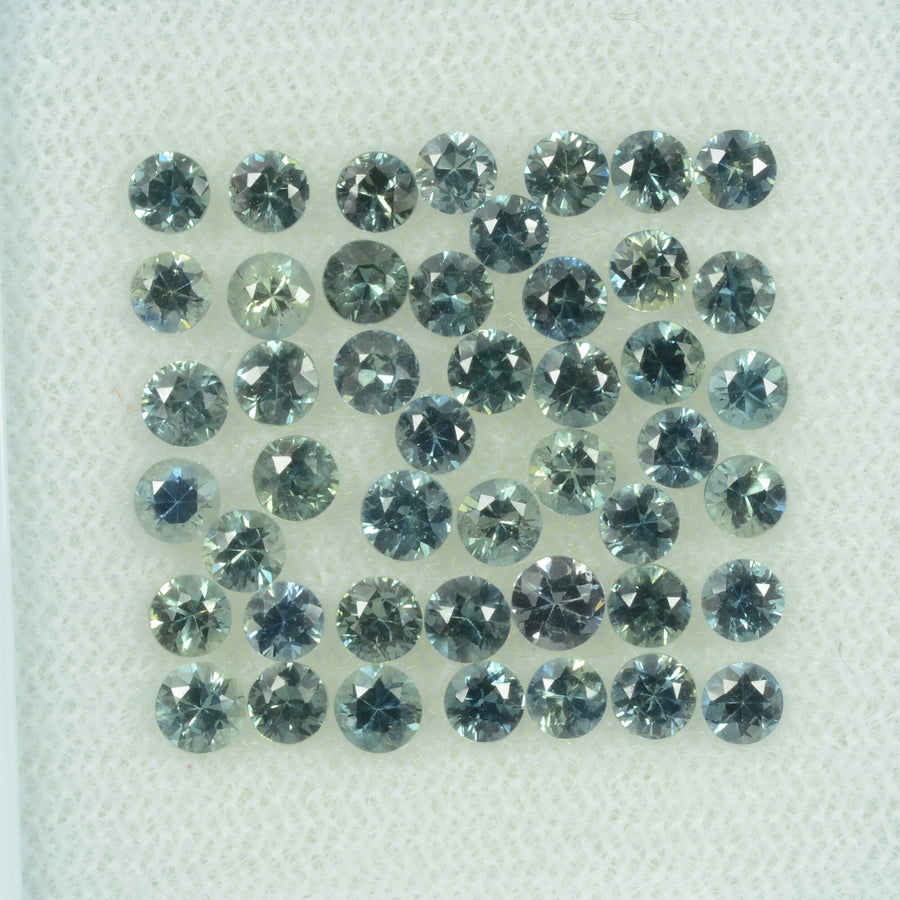 2-4.5 mm Natural Teal Green Sapphire Loose Gemstone Round Diamond Cut Color