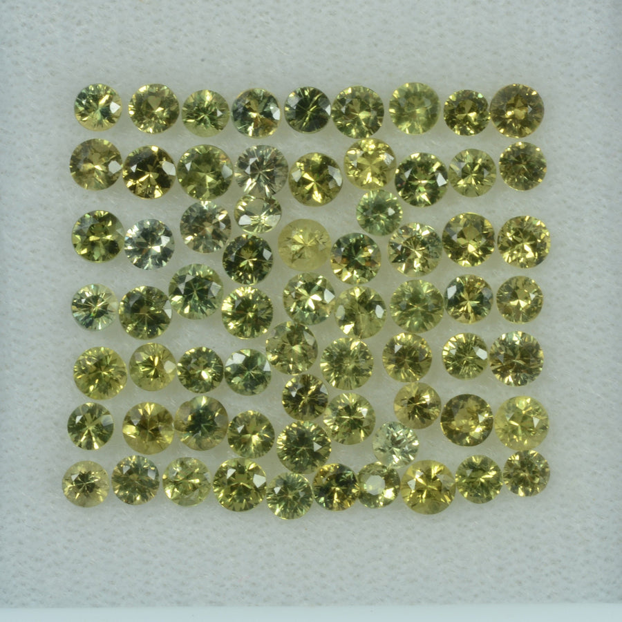 1.5- 3.5 mm Natural Yellowish Green Sapphire Loose Gemstone Round Diamond Cut Color