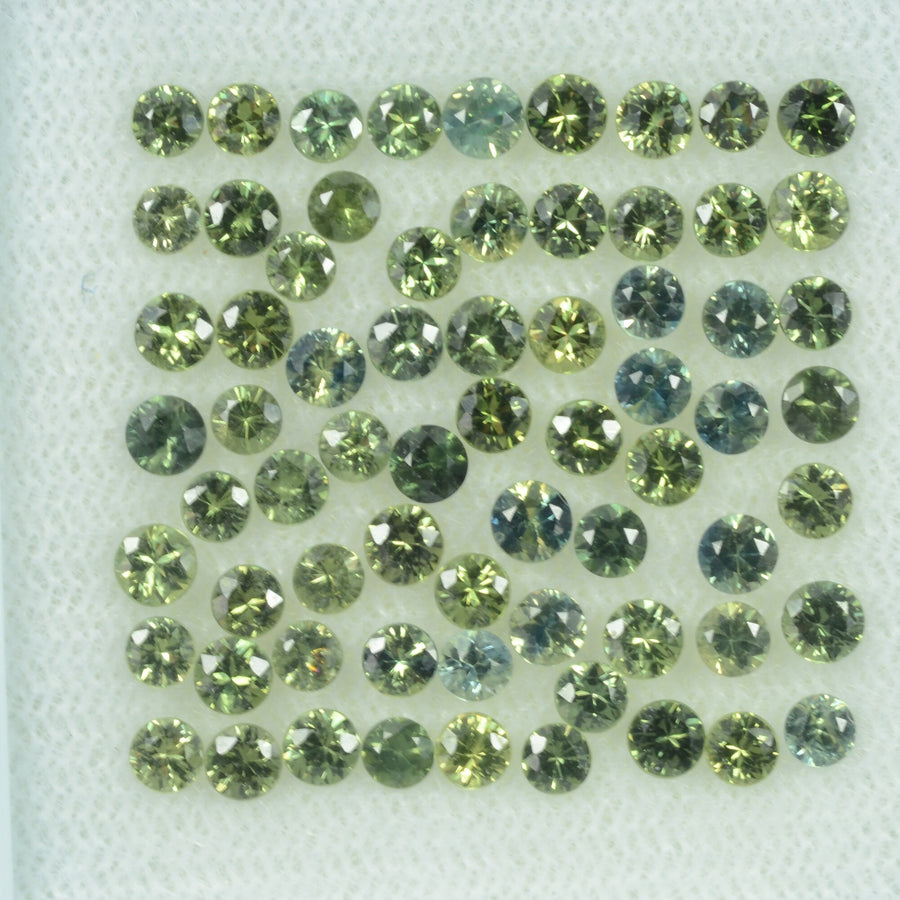 1.4-3.5 mm Natural Teal Green Sapphire Loose Gemstone Round Diamond Cut Color