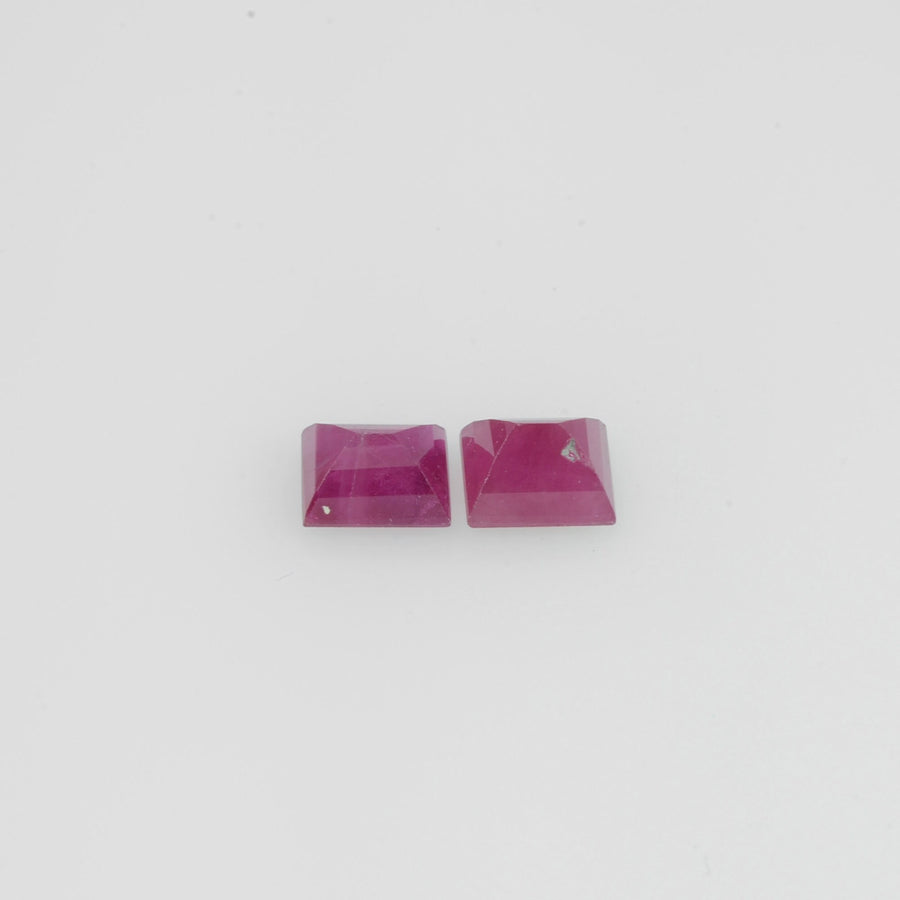 4x3 mm Natural Burma Ruby Loose Gemstone Long Square Cut