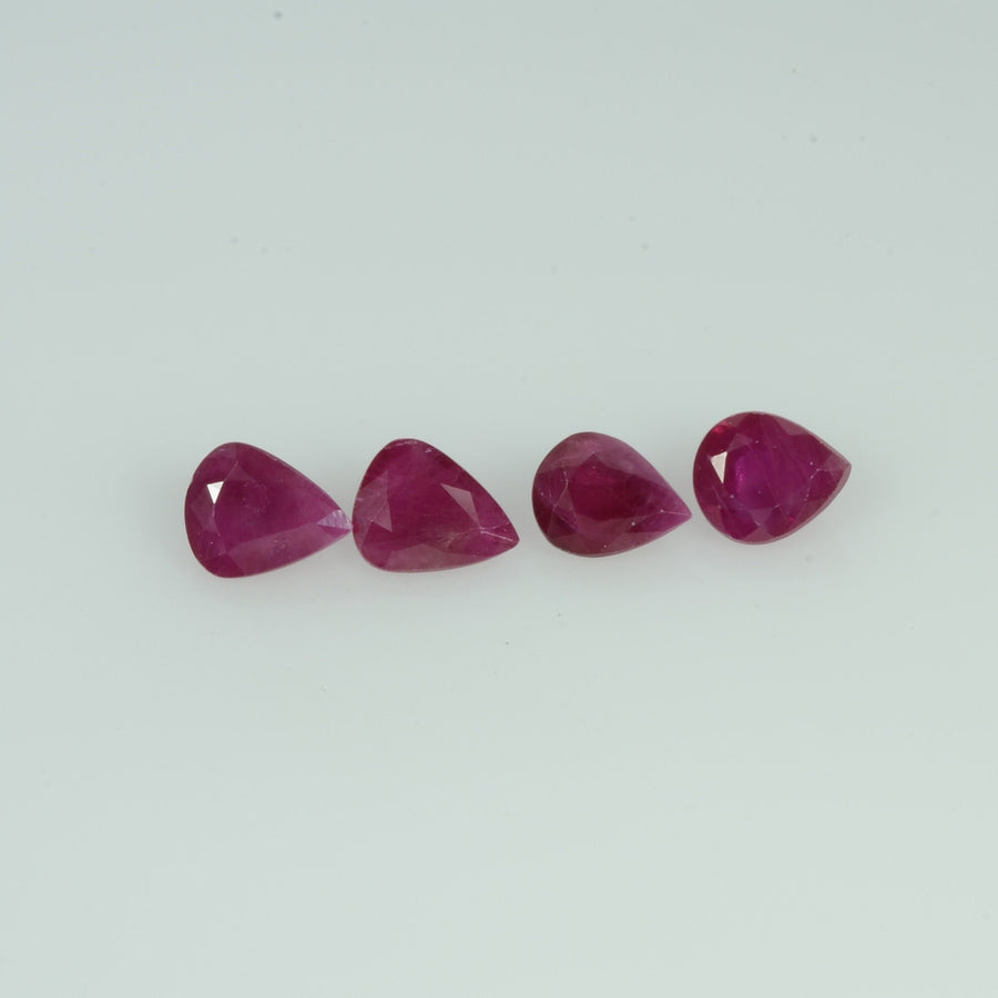 5x4MM Natural Ruby Loose Gemstone Pear Cut