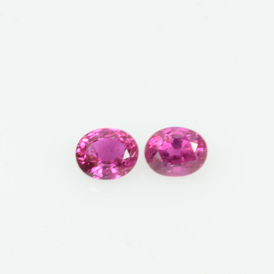 Pair Natural Burma Ruby Loose Gemstone Oval Cut