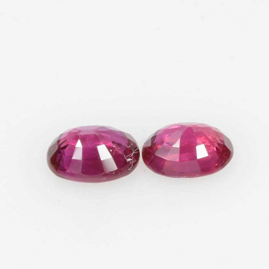 Pair Natural Burma Ruby Loose Gemstone Oval Cut