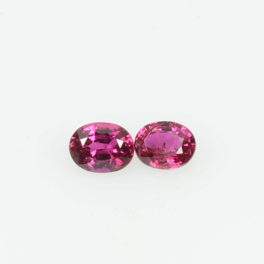 Pair Natural Burma Ruby Loose Gemstone Oval Cut