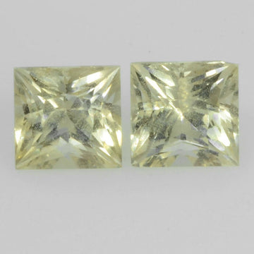 4.2-4.4 mm Natural Yellow Sapphire Loose Pair Gemstone Princess Cut