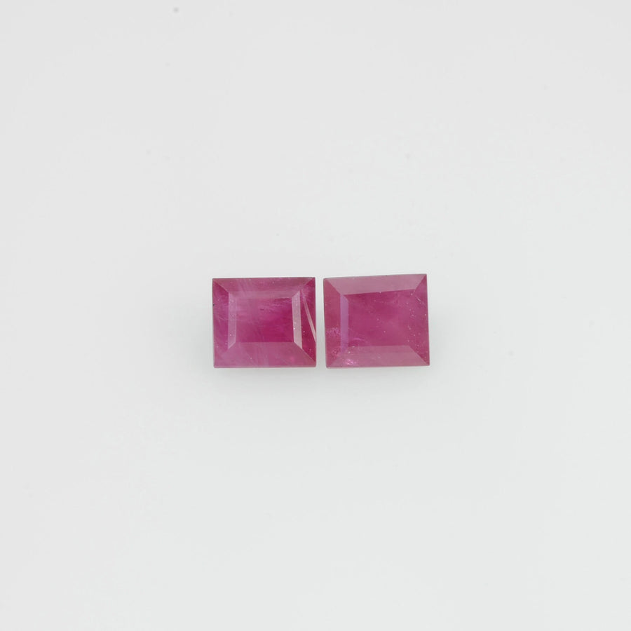 4x3 mm Natural Burma Ruby Loose Gemstone Long Square Cut
