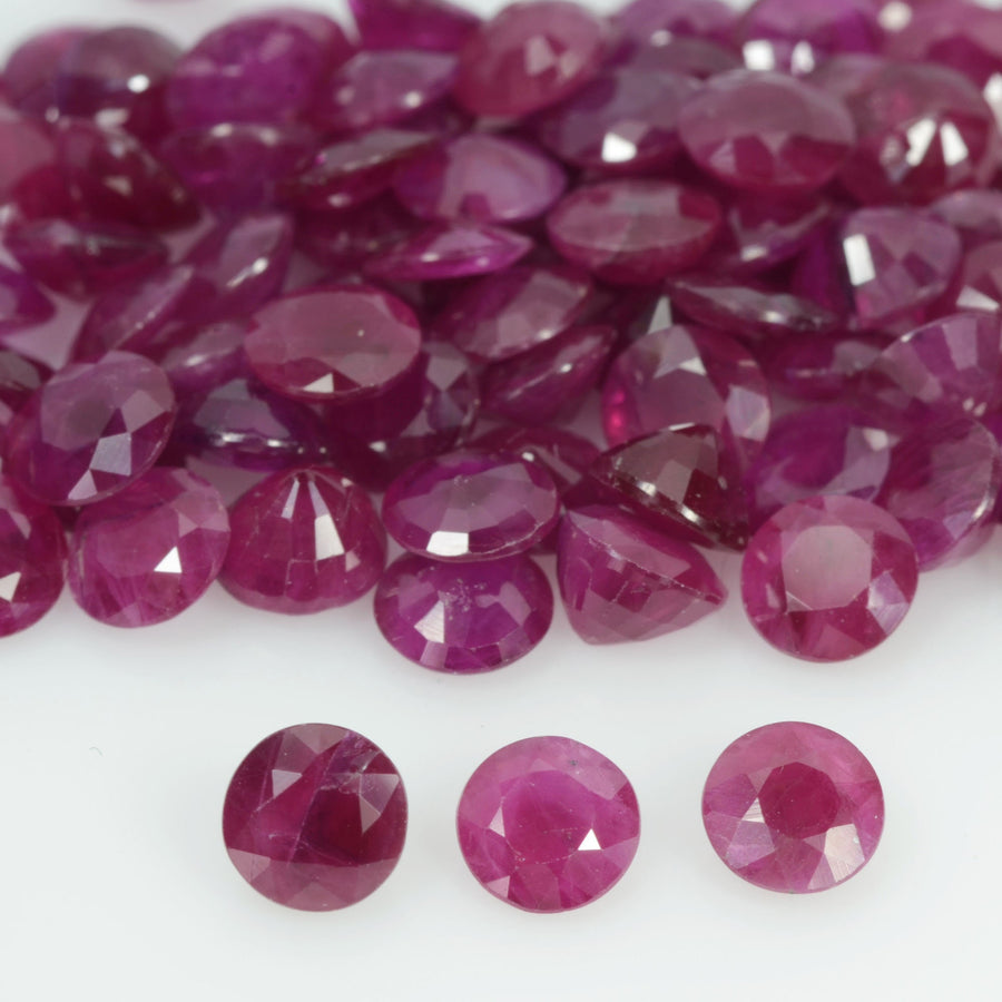 4.3-7.6mm Natural Ruby Loose Gemstone Round Cut