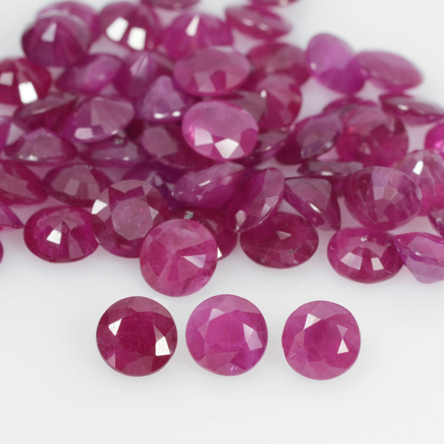 4.3-5.2 mm Natural Ruby Loose Gemstone Round Cut