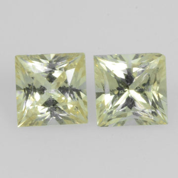 4.8-4.9 mm Natural Yellow Sapphire Loose Pair Gemstone Princess Cut