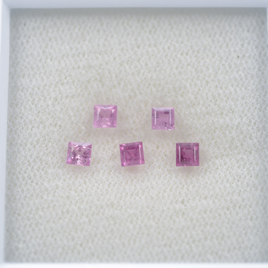 LOTS: 2.0-2.9 mm Natural Pink Sapphire Loose Gemstone Square Princess Cut