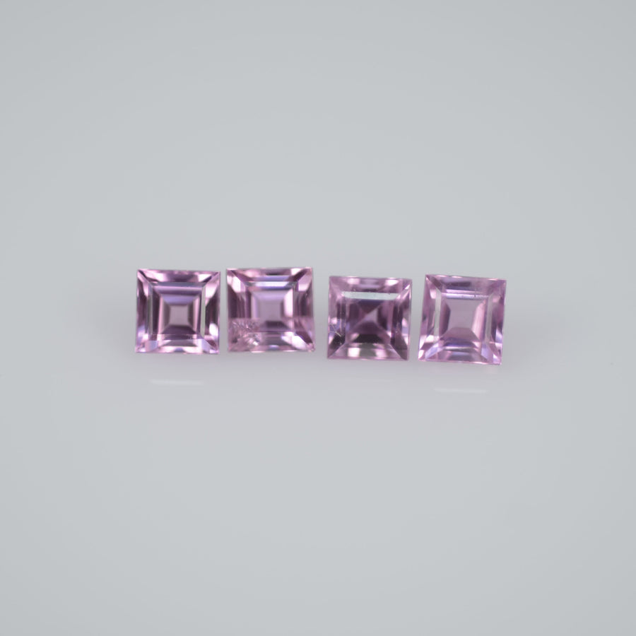 2.0-3.9 mm Natural Callibrated Pink Sapphire Loose Gemstone Square Cut