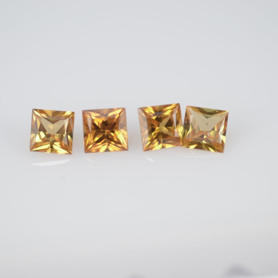 3.2-4.2 mm Natural Calibrated Yellow Sapphire Loose Gemstone Princess Cut