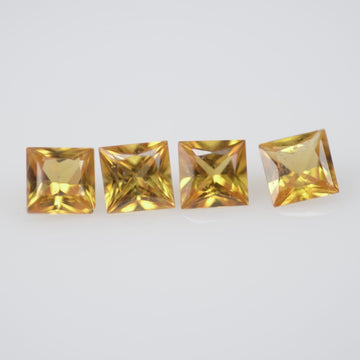 3.3-4.0 mm Natural Calibrated Yellow Sapphire Loose Gemstone Princess Cut