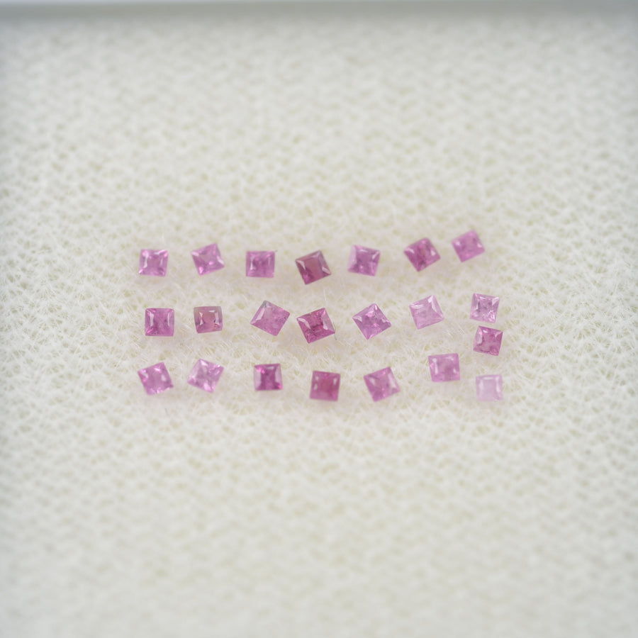 LOTS: 1.3-1.9 mm Natural Pink Sapphire Loose Gemstone Square Princess Cut