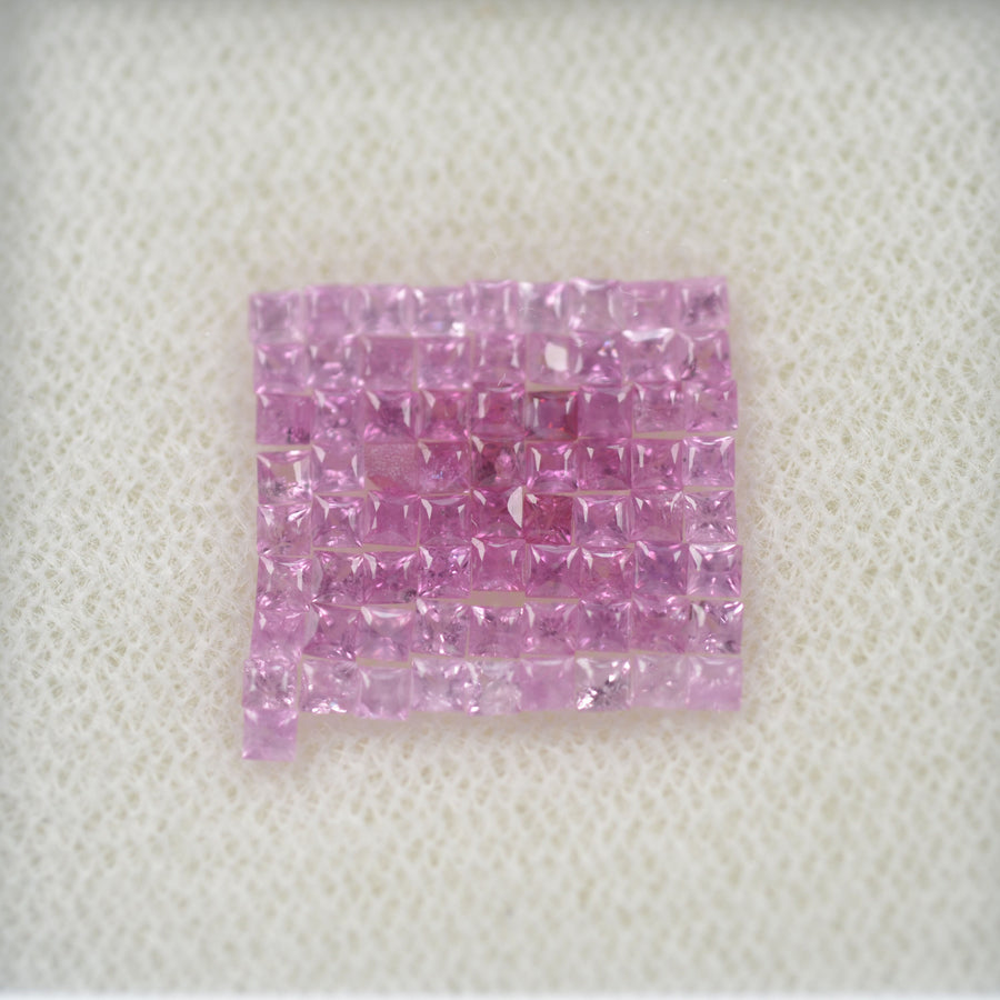 LOTS: 1.3-1.9 mm Natural Pink Sapphire Loose Gemstone Square Princess Cut