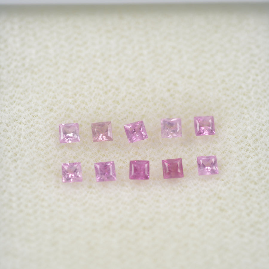 LOTS: 2.0-2.9 mm Natural Pink Sapphire Loose Gemstone Square Princess Cut