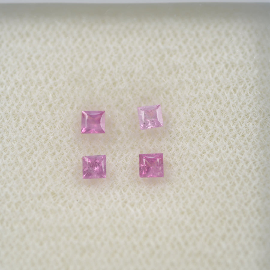 LOTS: 2.0-2.9 mm Natural Pink Sapphire Loose Gemstone Square Princess Cut