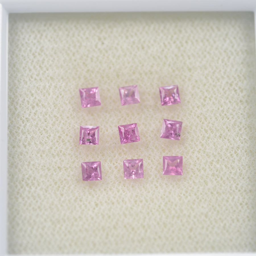 LOTS: 2.0-2.9 mm Natural Pink Sapphire Loose Gemstone Square Princess Cut