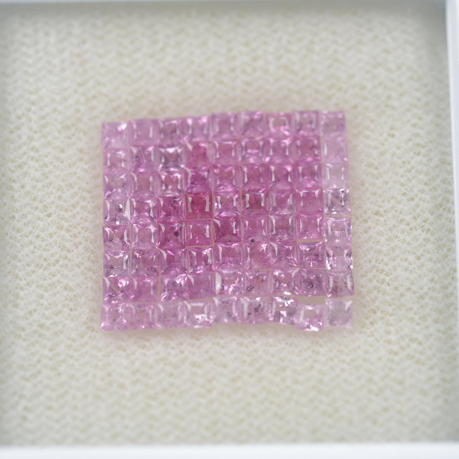 LOTS: 1.3-1.9 mm Natural Pink Sapphire Loose Gemstone Square Princess Cut