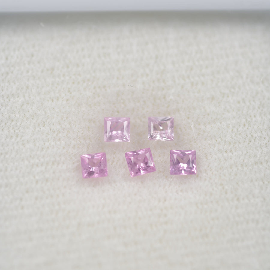 LOTS: 2.0-2.9 mm Natural Pink Sapphire Loose Gemstone Square Princess Cut