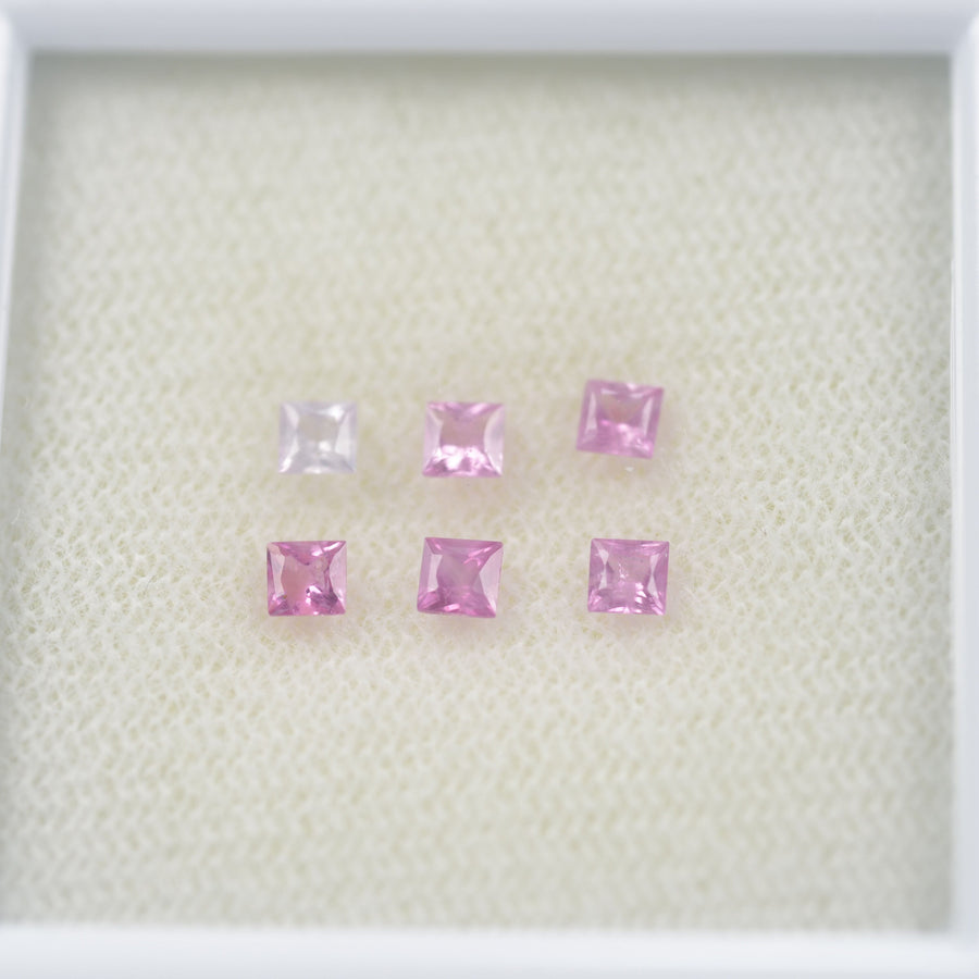 LOTS: 2.0-2.9 mm Natural Pink Sapphire Loose Gemstone Square Princess Cut