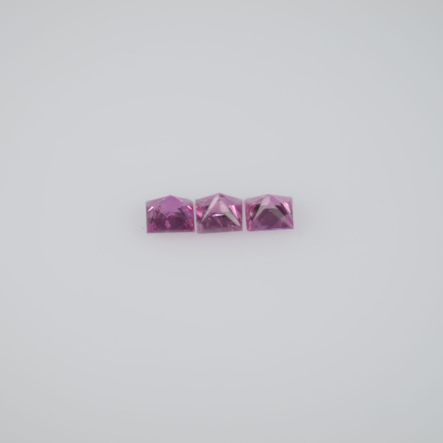 1.9-3.4 mm Natural Callibrated Pink Sapphire Loose Gemstone Princess Square Cut