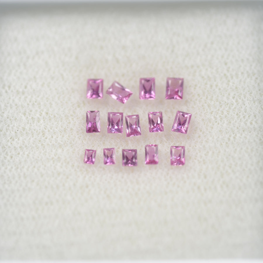 LOTS: Natural Pink Sapphire Loose Gemstone Baguette Princess Cut