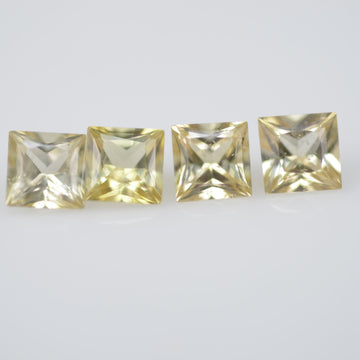 3.4-3.8 mm Natural Calibrated Yellow Sapphire Loose Gemstone Princess Cut