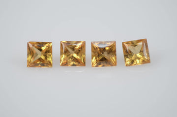3.2-3.7 mm Natural Calibrated Yellow Sapphire Loose Gemstone Princess Cut
