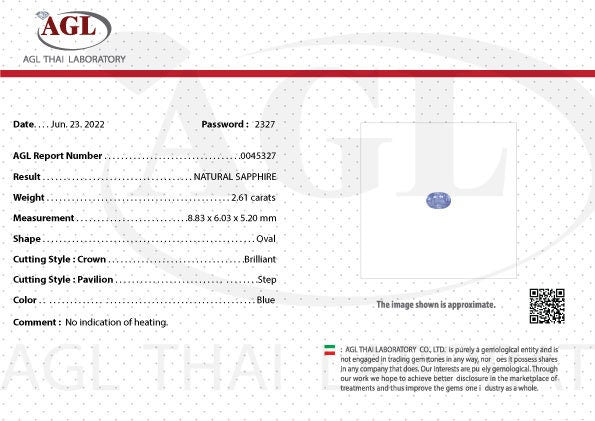 2.61 cts Unheated Natural Blue Sapphire Loose Gemstone Oval Cut Certified