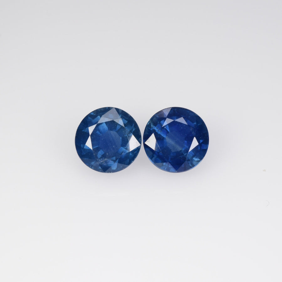 7 MM Natural Blue Sapphire Loose Pair Gemstone Round Cut