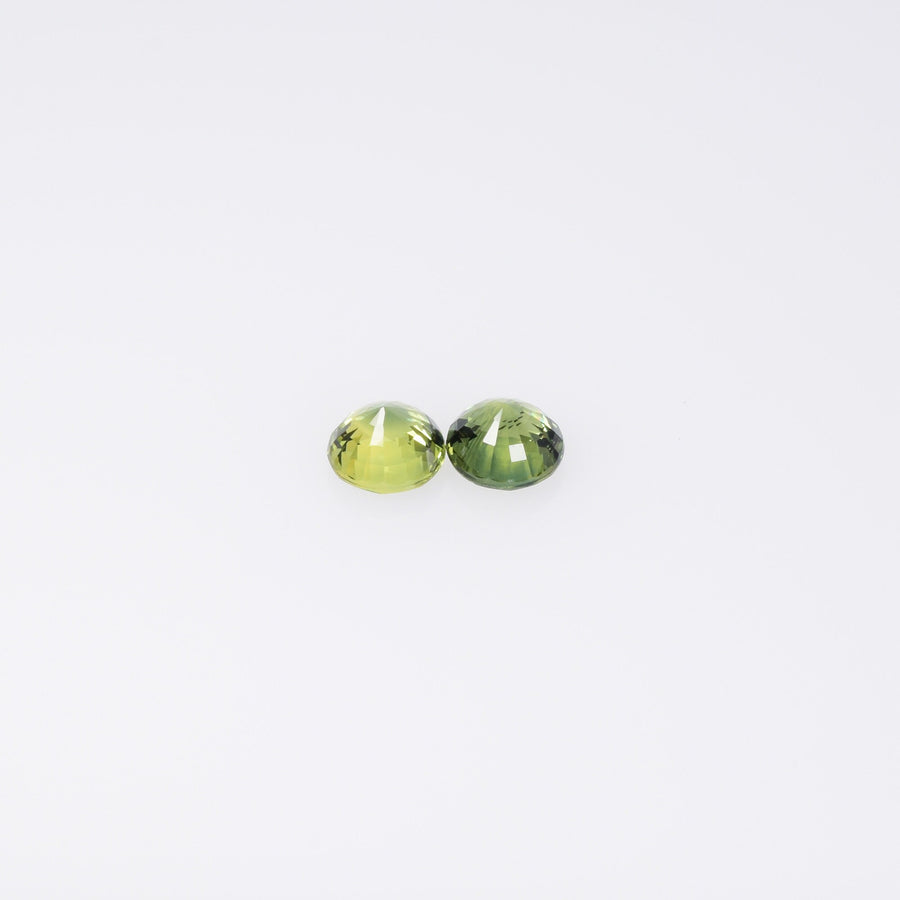 4.1mm Natural Teal Greenish yellow Parti Sapphire Loose Pair Gemstone Round Cut