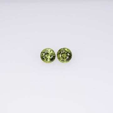 3.8-4.2 mm Natural Teal Greenish yellow Parti Sapphire Loose Pair Gemstone Round Cut