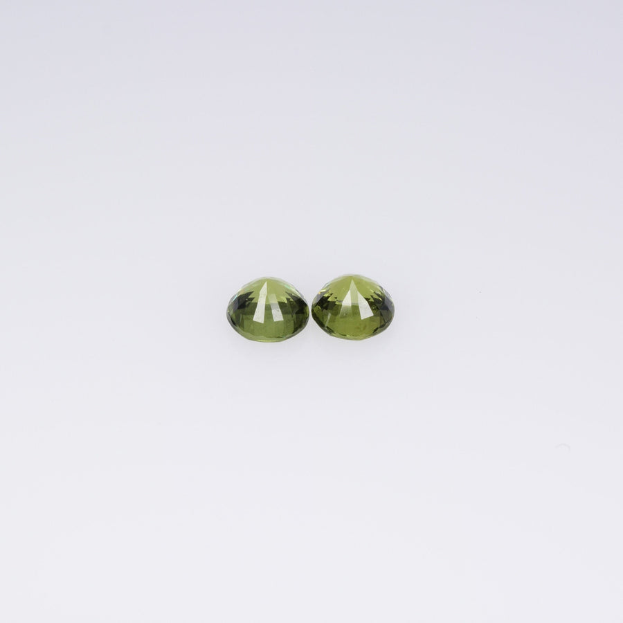 3.8-4.2 mm Natural Teal Greenish yellow Parti Sapphire Loose Pair Gemstone Round Cut