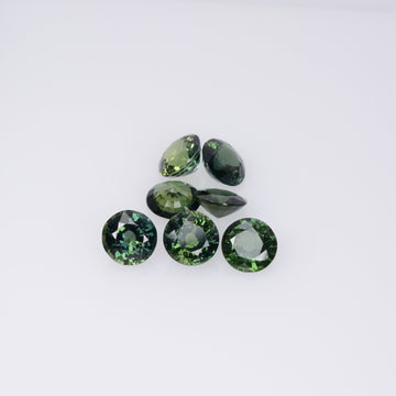 3.2-5.7 mm Natural Teal Green Sapphire Loose Gemstone Round Cut