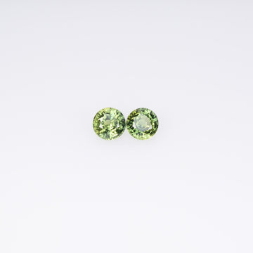 4.0 mm Natural Teal Greenish yellow Parti Sapphire Loose Pair Gemstone Round Cut
